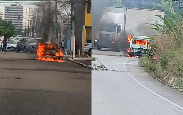 Incêndios em veículos interrompem trânsito em Aracaju