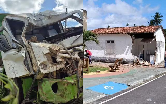 Caminhão perde o controle e colide com posto de saúde na zona rural de Pirambu