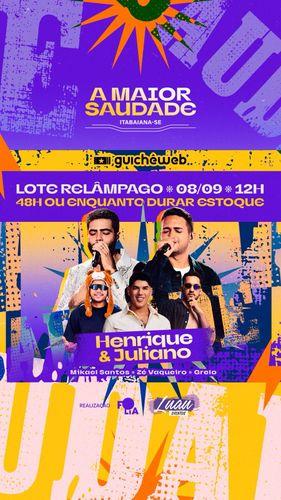 Itabaiana se prepara para receber “A Maior Saudade” com Henrique & Juliano no dia 31 de outubro
