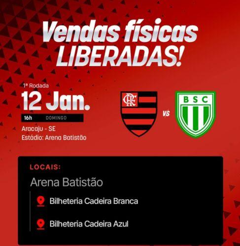 Flamengo x Boavista: venda de ingresso presencial terá início nesta sexta-feira