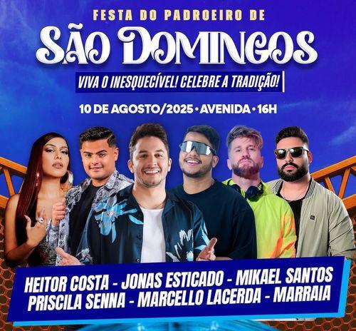 Priscila Senna, Mikael Santos e Jonas Esticado se apresentam hoje na Festa do Padroeiro de São Domingos