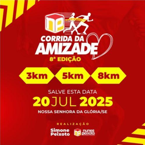 8ª Corrida da Amizade será realizada no dia 20 de julho em Nossa Senhora da Glória