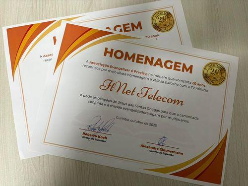 Grupo Itnet recebe homenagem especial pelos 20 anos da Associação Evangelizar é Preciso