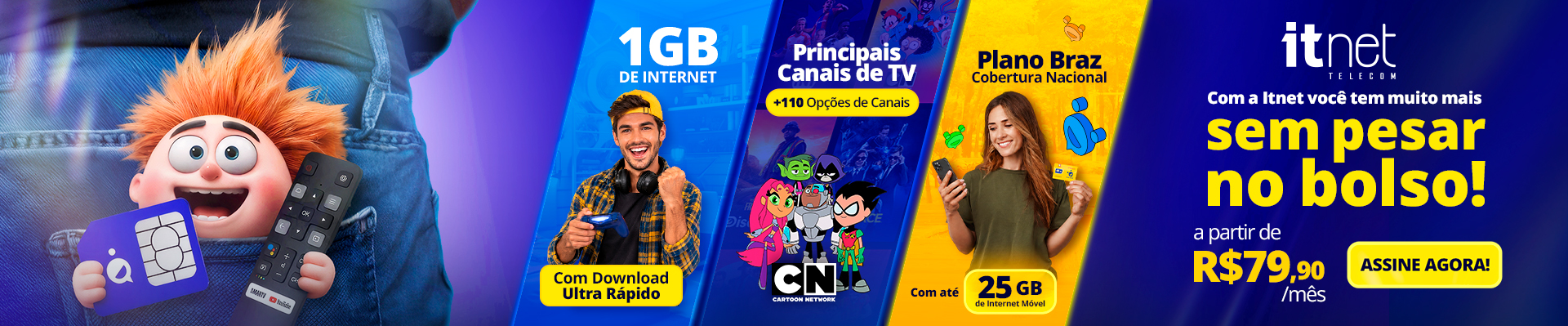 ITnet Telecom — Internet Fibra + TV + Telefonia. A partir de R$79,90/mês